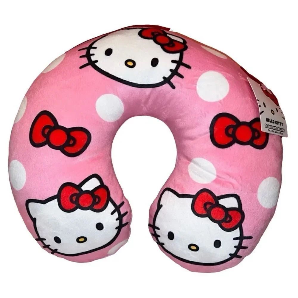 New! Sanrio Hello Kitty Neck Pillow, Soft Contoured Travel Cushion!